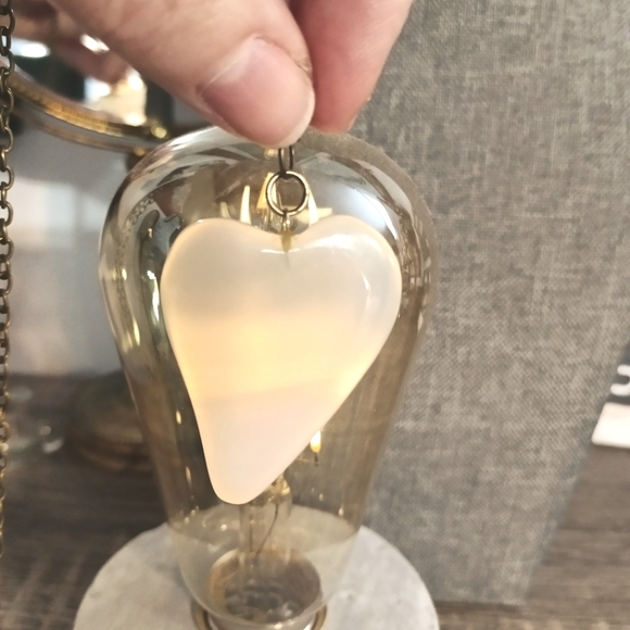 Vintage Agate heart necklace brass chain - Picture 6 of 8